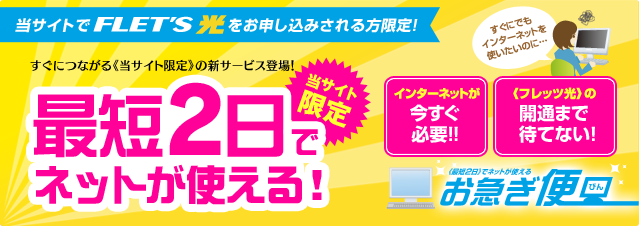 最短2日でインターネット