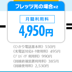 フレッツ光の場合[月額利用料]4,950円