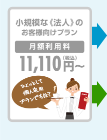 小規模な《法人》のお客様向けプラン［月額利用料］11,110円（税込）～