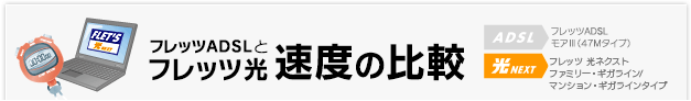 フレッツADSLとフレッツ光 速度の比較