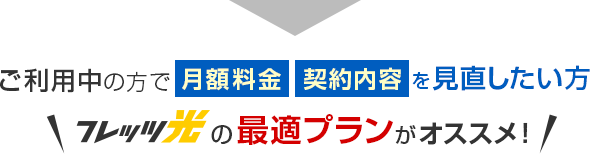 ご利用中の方で月額料金・契約内容を見直したい方 フレッツ光の最適プランがオススメ！