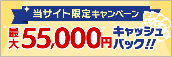 当サイト限定キャンペーン 最大55,000円キャッシュバック！！