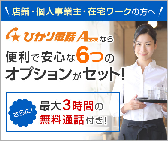 ＼店舗・個人事業主・在宅ワークの方へ／ひかり電話エースなら便利で安心な6つのオプションがセット！