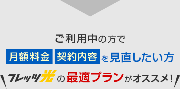 ご利用中の方で月額料金・契約内容を見直したい方＼フレッツ光の最適プランがオススメ！／