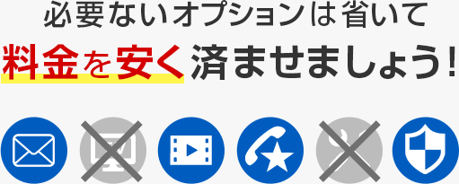 必要ないオプションは省いて料金を安く済ませましょう！