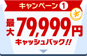 キャンペーン1 最大79,999円キャッシュバック!!